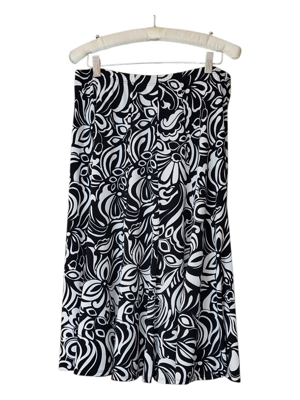 Chico's 2 Black & White A-line Skirt L 12 14